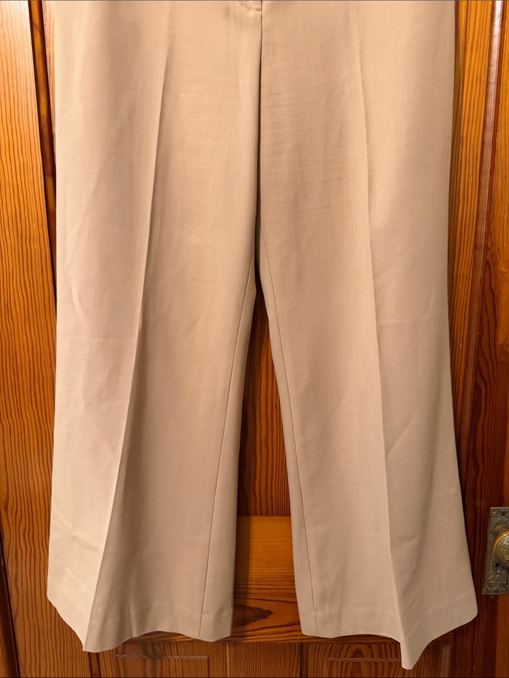 Rebecca Taylor Cavalry Twill Pant - Wool Blend Wide Leg Cropped Tan Khaki - Picture 5 of 15